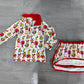 ( No moq ) Preorder Baby Girls Kids Long Sleeves Green Face Zipper Shirt Skirt Shorts Christmas Set Clothes