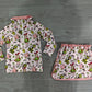 ( No moq ) Preorder Baby Girls Kids Christmas Face Zipper Pullover Skirt Shorts Pink Set Clothes