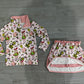 ( No moq ) Preorder Baby Girls Kids Christmas Face Zipper Pullover Skirt Shorts Pink Set Clothes