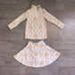 ( No moq ) Preorder Baby Girls Kids Pumpkins Bows Zipper Shirt Skirt Shorts Yoga Active Set Fall Clothes