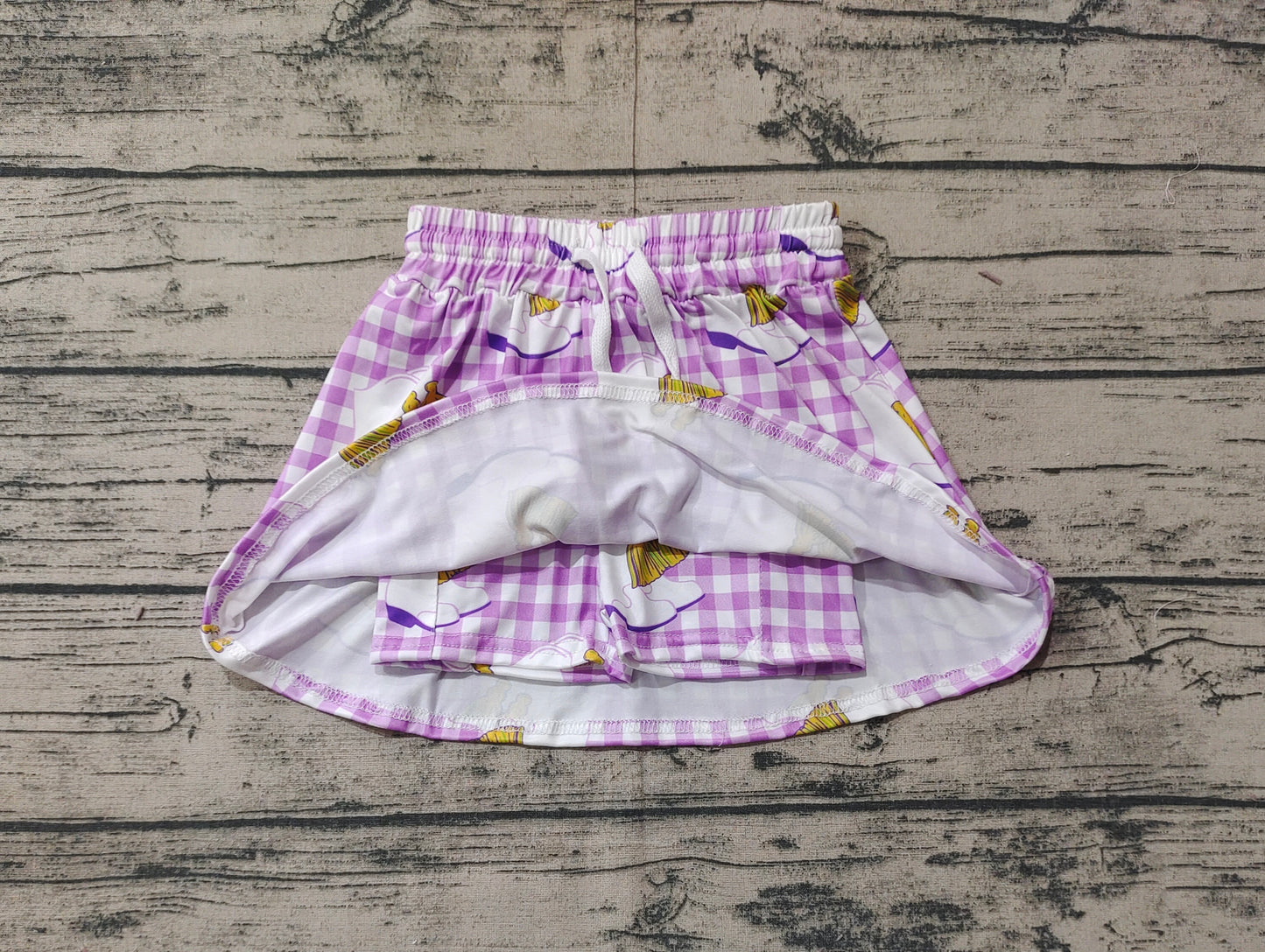 Baby Girl Mardi Gras Checkered Boots Skort  Shorts Skirt