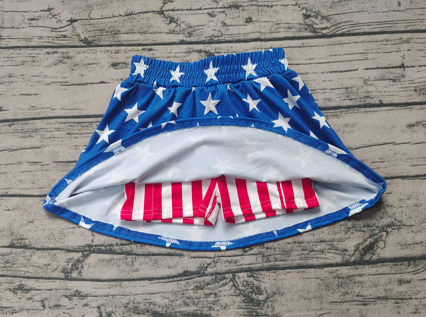 Preorder Baby Girl July 4th Stars Stripes Summer Skort Shorts Skirt（ No moq ）