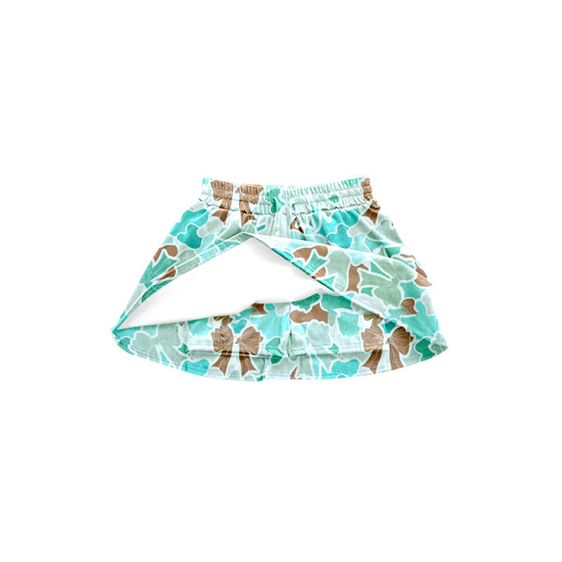 Preorder Baby Girl Summer Turquoise Camouflage Shorts Skirt Skorts ( Moq 5 )
