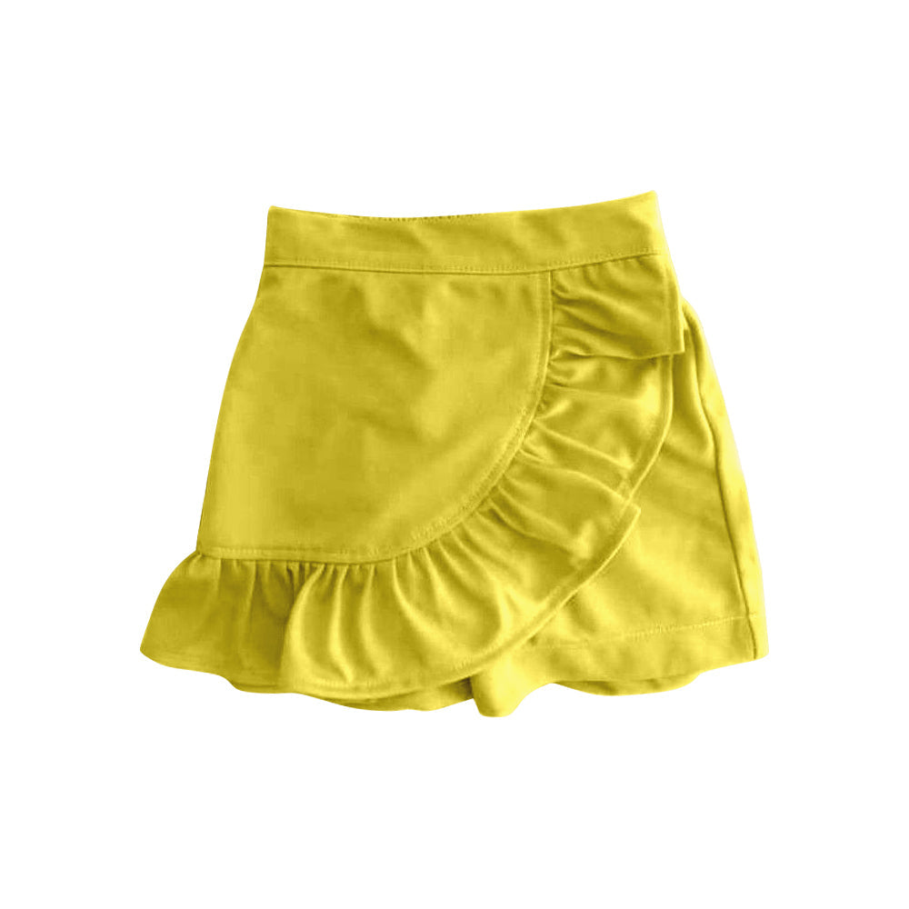Preorder Baby Girl Kids Ruffle Yellow Shorts Skirt Skort Clothes ( Moq 5 )