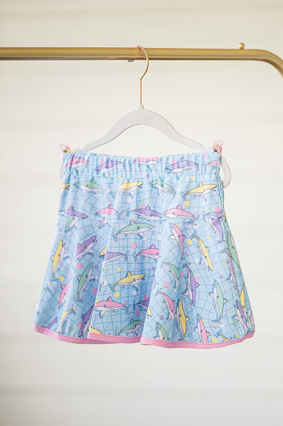 ( Moq 5 ) Preorder Baby Girl Plaid Fish Shorts Skirt Blue Skort