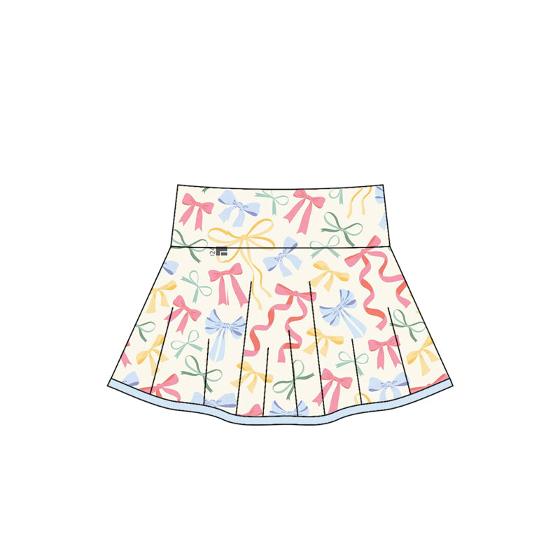 ( Moq 5 ) Preorder Baby Girl Colorful Bows Summer Yoga Active Skort Bottoms