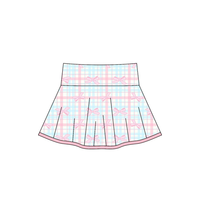 ( Moq 5 ) Preorder Baby Girl Bows Plaid Summer Yoga Active Shorts Skirt Skort Bottoms