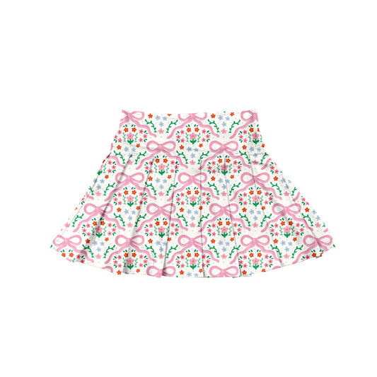 ( Moq 5 ) Preorder Baby Girl Bows Floral Summer Yoga Active Skirts Shorts Skorts Bottom