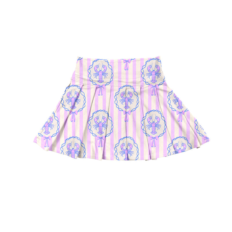 ( Moq 5 ) Preorder Baby Girl Crawfish Bows Stripes Summer Yoga Active Skirts Shorts Skorts Bottom