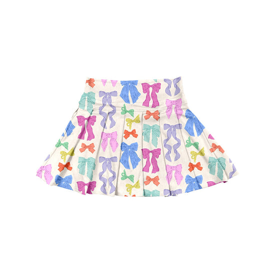 ( Moq 5 ) Preorder Baby Girl Colorful Bows Summer Yoga Active Skirts Shorts Skorts Bottom