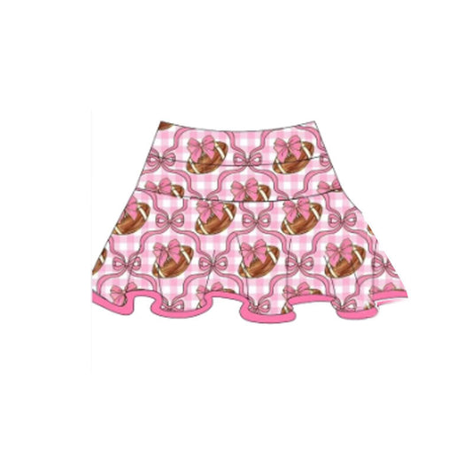 ( Moq 5 ) Preorder Girls Kids Football Bows Pink Checked Summer Yoga Active Skirt
