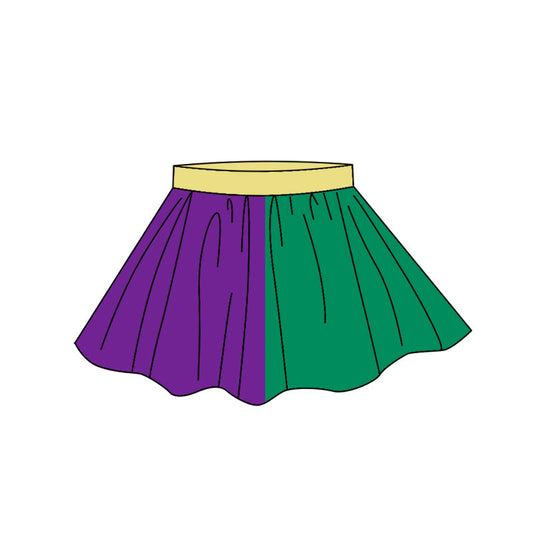 ( Moq 5 ) Preorder Baby Girls Kids Mardi Gras Shorts Skirt Skort Bottom