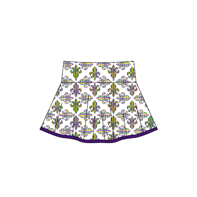 ( Moq 5 ) Preorder Baby Girls Kids Mardi Gras Plaid Anchors Yoga Skirt Shorts Skort