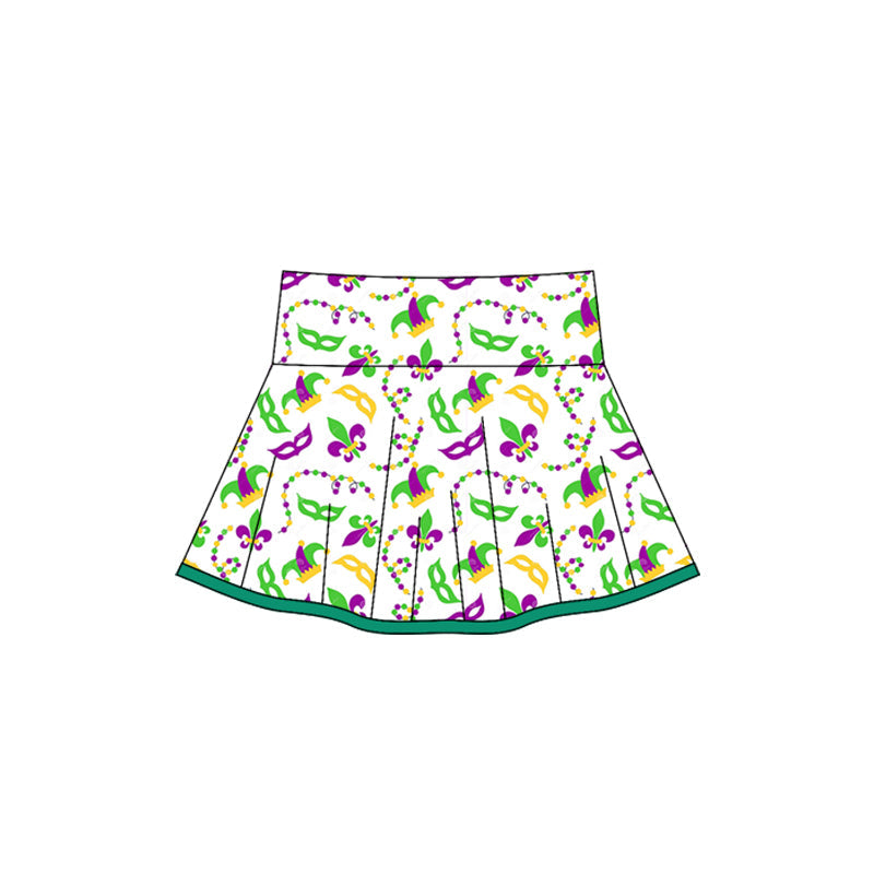 ( Moq 5 ) Preorder Girls Toddler Mardi Gras Anchors Masks Yoga Skirt Shorts Skort
