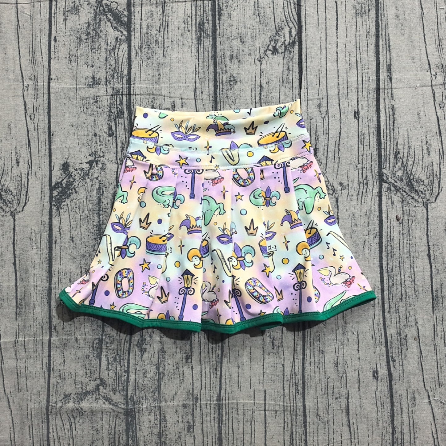 Baby Girls Kids Mardi Gras Anchors Masks Yoga Skirt Shorts Skort RTS