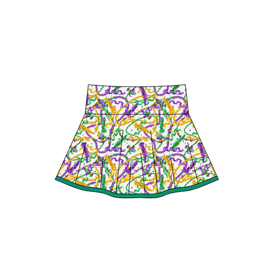 ( Moq 5 ) Preorder Baby Girls Mardi Gras Yoga Skirt Shorts Skort Bottom