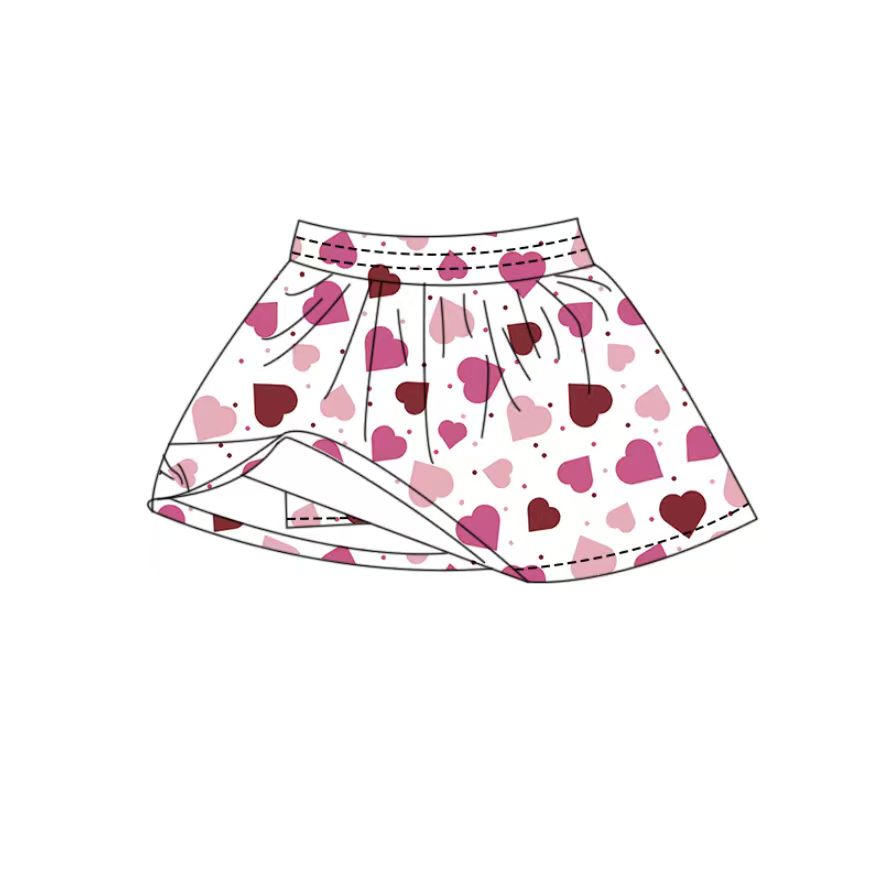 ( Moq 5 ) Preorder Baby Girls Hearts Dots Shorts Skirt Yoga Valentine Skort