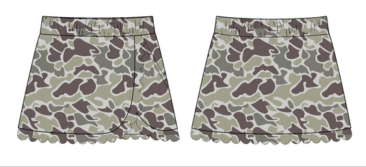 ( Moq 5 ) Preorder Baby Girls Kids Dark Grey Camo Yoga Active Skirt Bottom