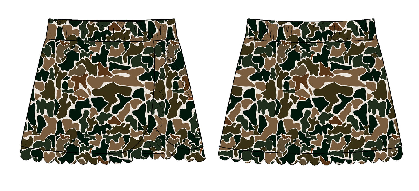( Moq 5 ) Preorder Baby Girls Kids Brown Camo Print Yoga Active Skirt Bottom
