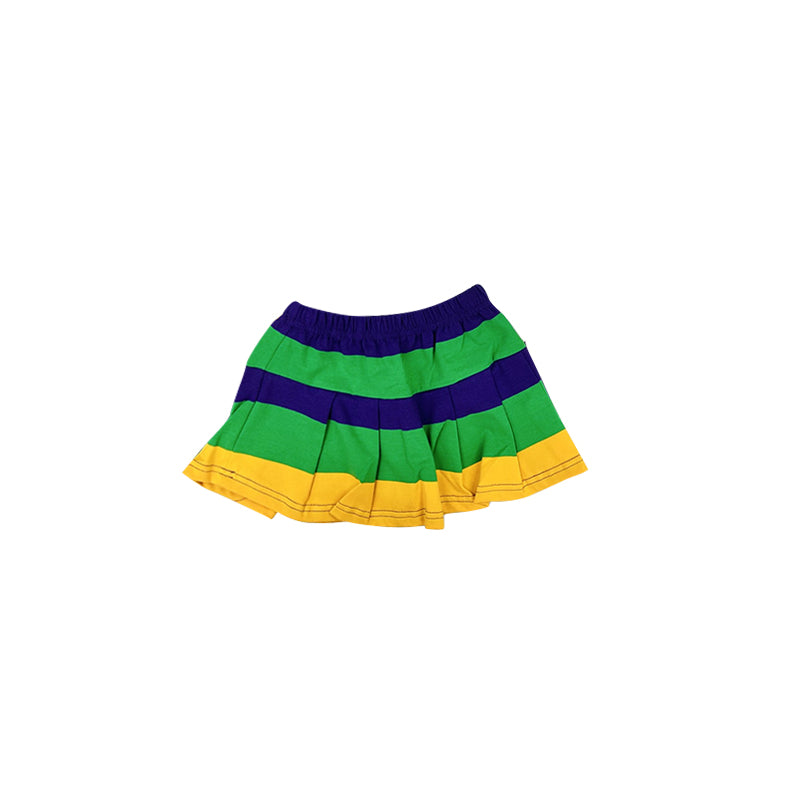 ( Moq 5 ) Preorder Baby Girls Kids Mardi Gras Stripes Print Skirt