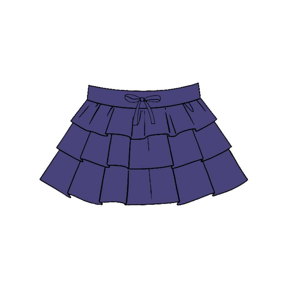 ( Moq 5 ) Preorder Baby Girls Kids Dark Blue Ruffle Yoga Skirt Bottoms