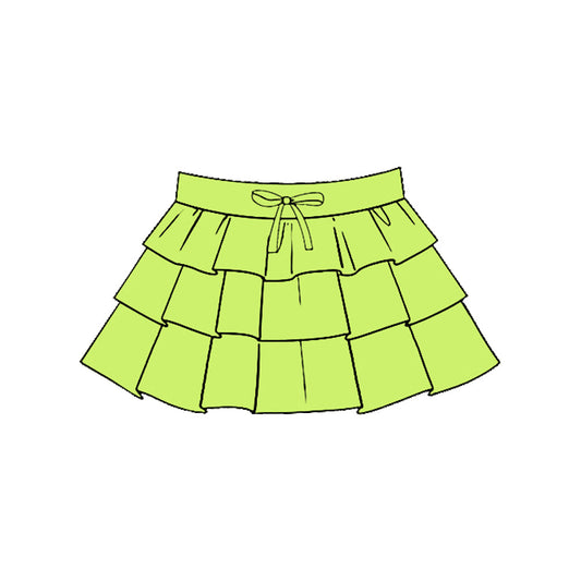 ( Moq 5 ) Preorder Baby Girls Kids Green Ruffle Yoga Skirt Bottoms