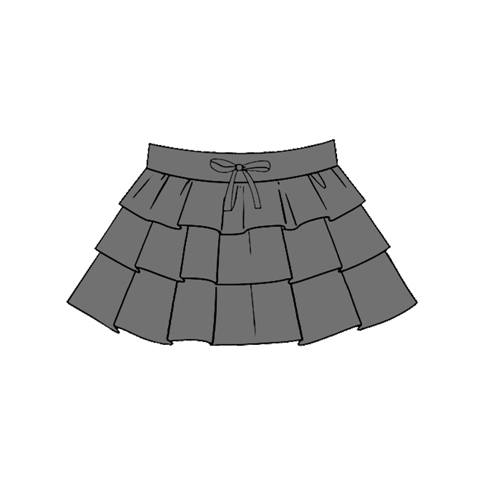 ( Moq 5 ) Preorder Baby Girls Kids Grey Ruffle Yoga Skirt Bottoms