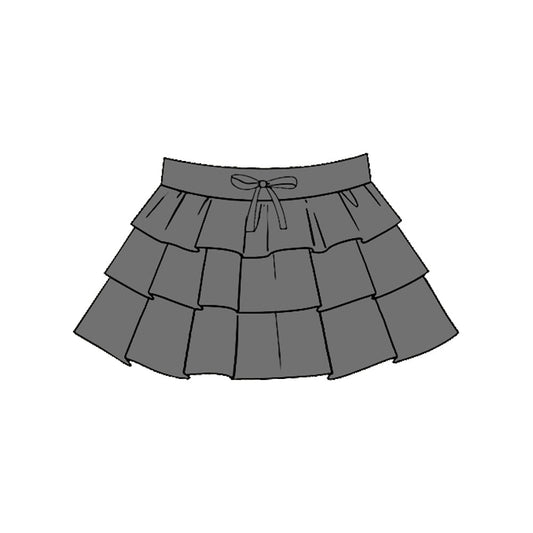 ( Moq 5 ) Preorder Baby Girls Kids Grey Ruffle Yoga Skirt Bottoms