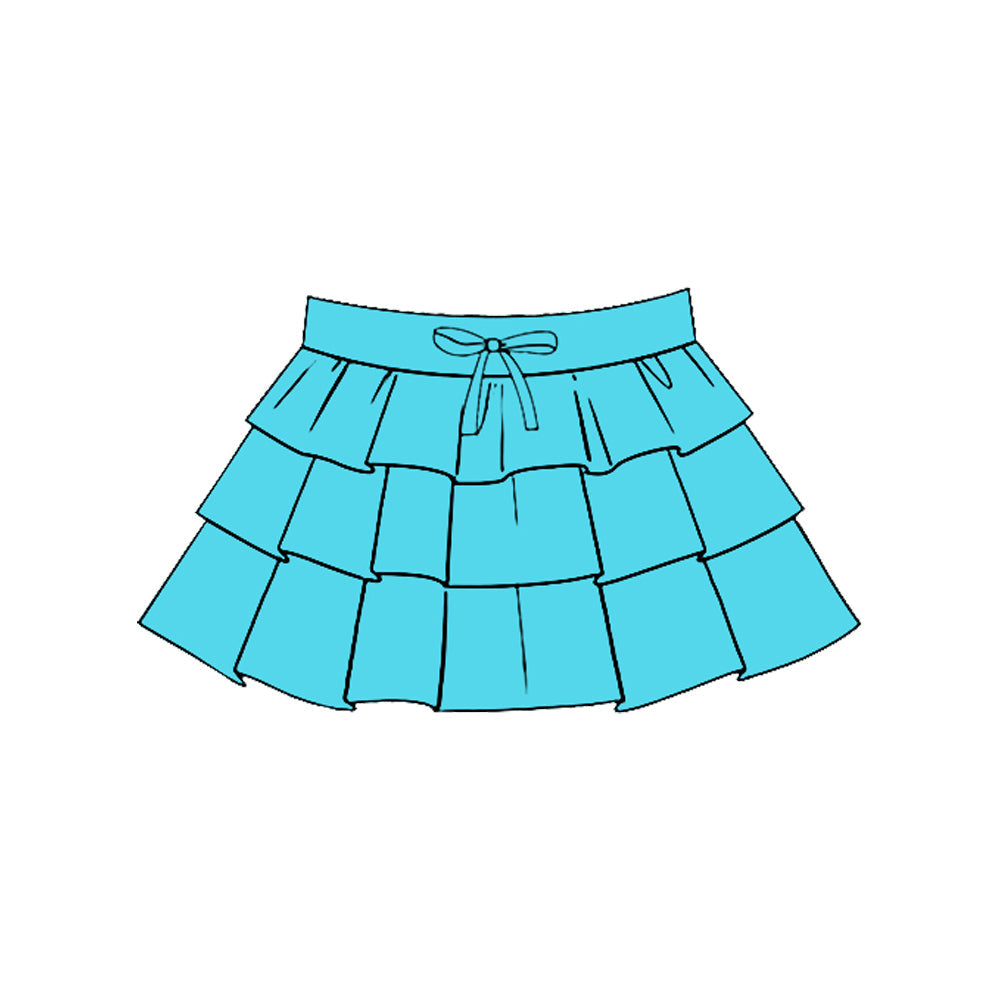 ( Moq 5 ) Preorder Baby Girls Kids Blue Ruffle Yoga Skirt Bottoms