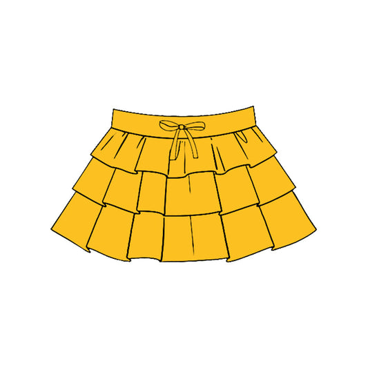 ( Moq 5 ) Preorder Baby Girls Kids Orange Ruffle Yoga Skirt Bottoms