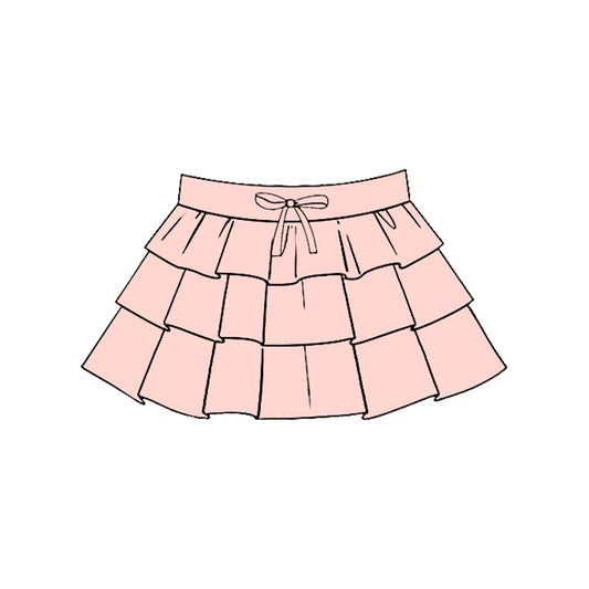 ( Moq 5 ) Preorder Baby Girls Kids Light Pink Ruffle Yoga Skirt Bottoms