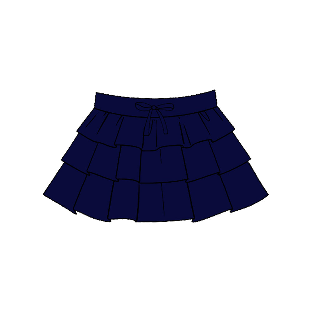 ( Moq 5 ) Preorder Baby Girls Kids Navy Ruffle Yoga Skirt Bottoms