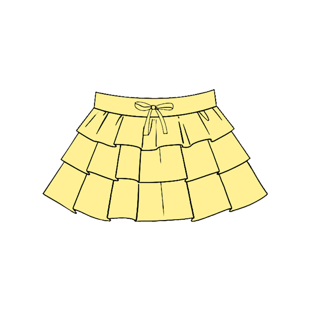 ( Moq 5 ) Preorder Baby Girls Kids Yellow Ruffle Yoga Skirt Bottoms