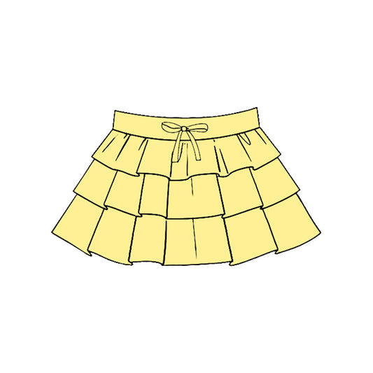 ( Moq 5 ) Preorder Baby Girls Kids Yellow Ruffle Yoga Skirt Bottoms