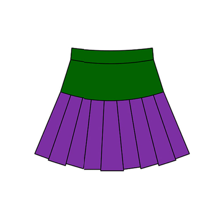 ( Moq 5 ) Preorder Baby Girls Mardi Gras Green Purple Yoga Skirt Shorts Bottom