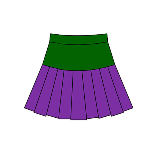 ( Moq 5 ) Preorder Baby Girls Mardi Gras Green Purple Yoga Skirt Shorts Bottom
