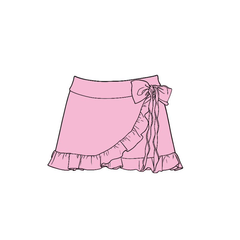 ( Moq 5 ) Preorder Baby Girls Pink Ruffle Skirt Shorts Yoga Skort Bottoms