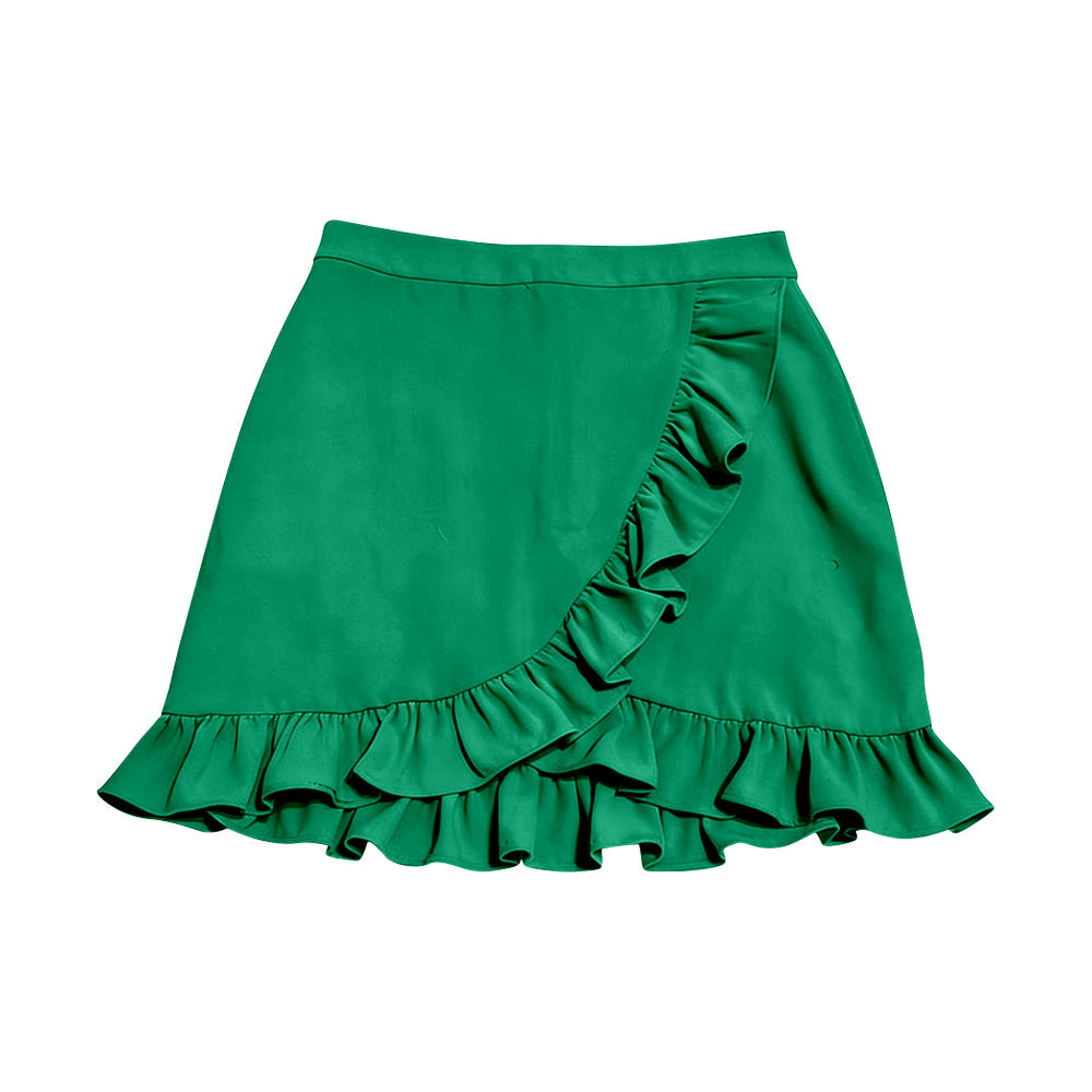 ( Moq 5 ) Preorder Baby Girls Kids Green Ruffle Skirt Shorts Bottoms Yoga Active Clothes