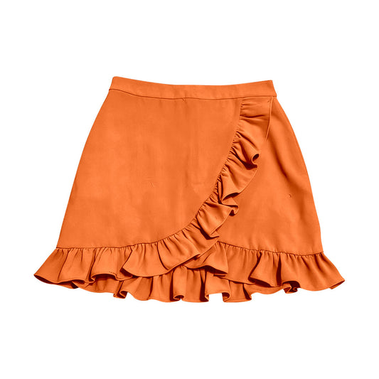 ( Moq 5 ) Preorder Baby Girls Kids Orange Ruffle Skirt Shorts Bottoms Yoga Active Clothes