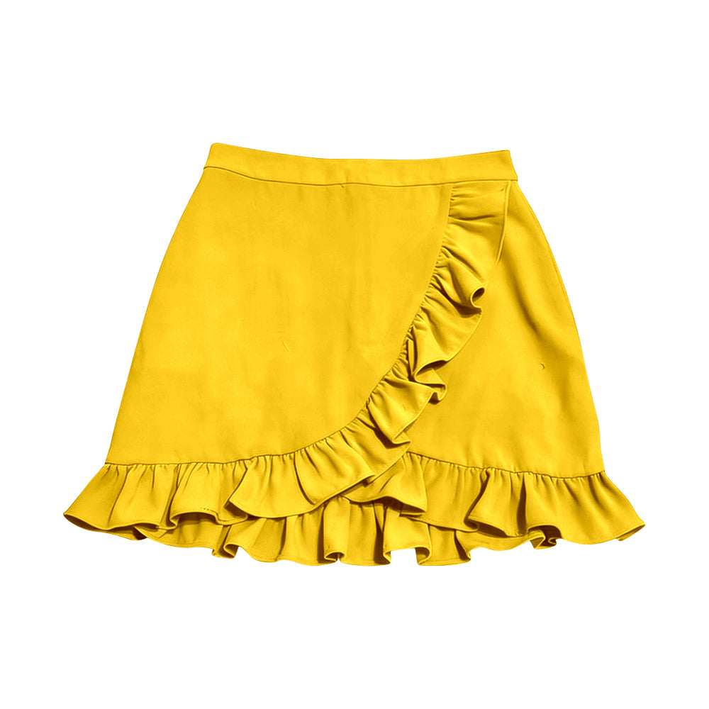 ( Moq 5 ) Preorder Baby Girls Kids Yellow Ruffle Skirt Shorts Bottoms Yoga Active Clothes