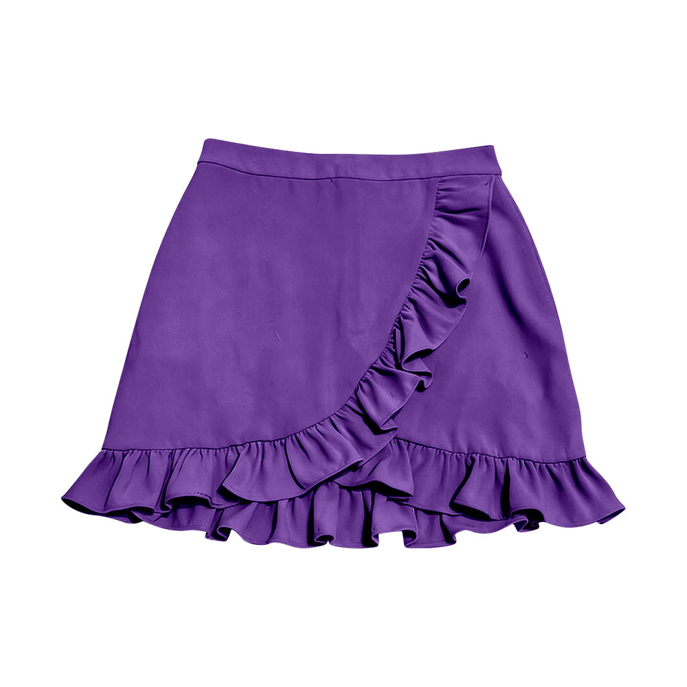 ( Moq 5 ) Preorder Baby Girls Kids Purple Ruffle Skirt Shorts Bottoms Yoga Active Clothes