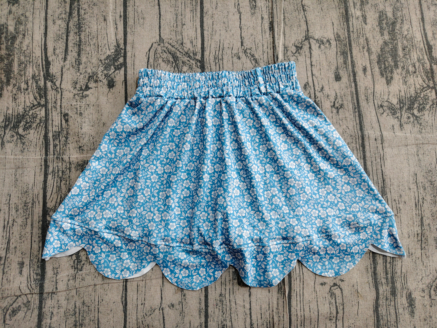 Baby Girls Kids Floral Blue Shorts Scallop Skirt Bottom RTS
