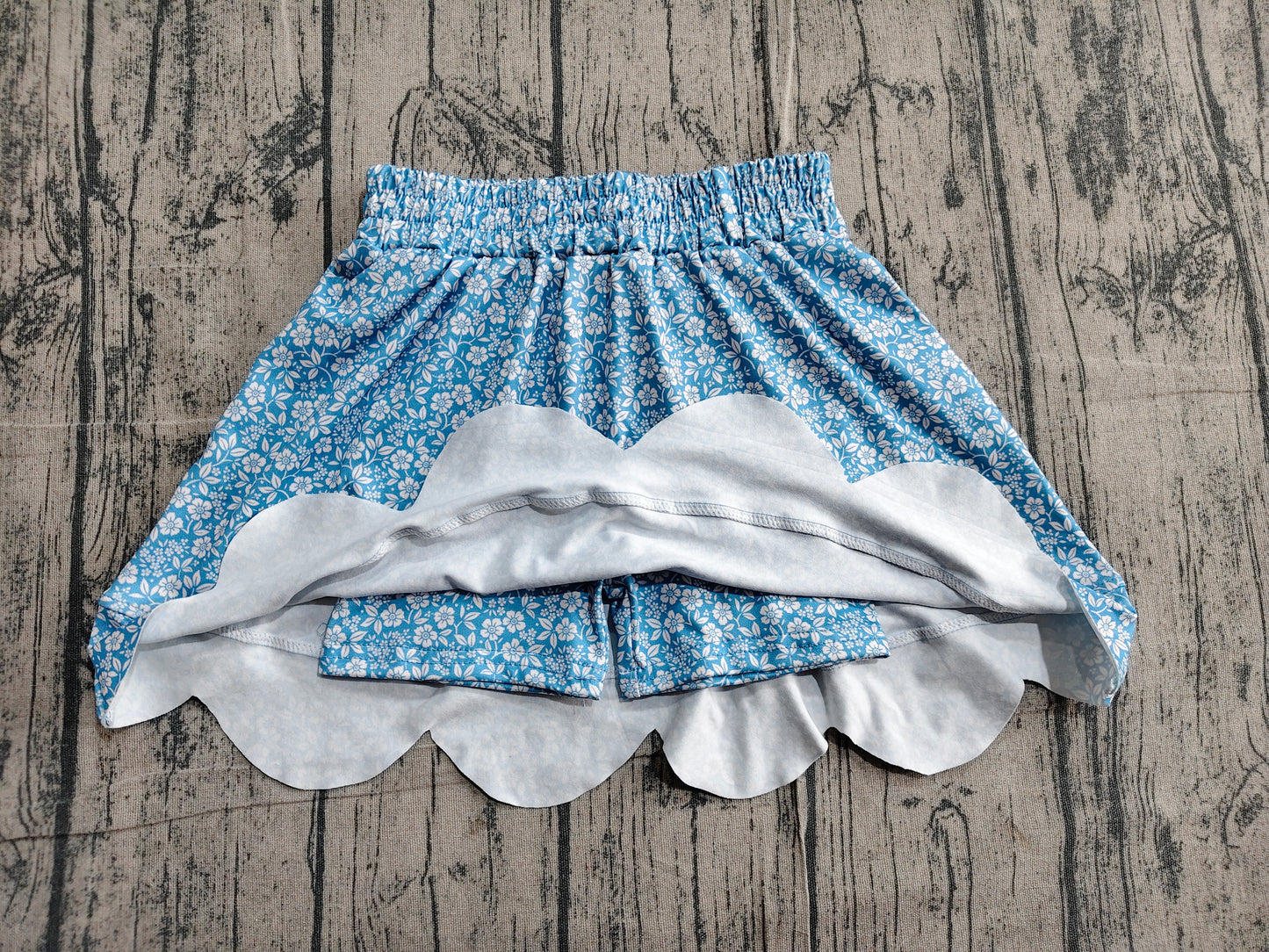 Baby Girls Kids Floral Blue Shorts Scallop Skirt Bottom RTS