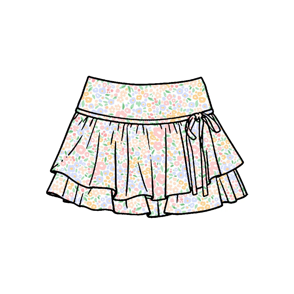 ( Moq 5 ) Preorder Baby Girls Kids Ruffle Skirt Shorts Bottoms Floral Yoga Active Clothes