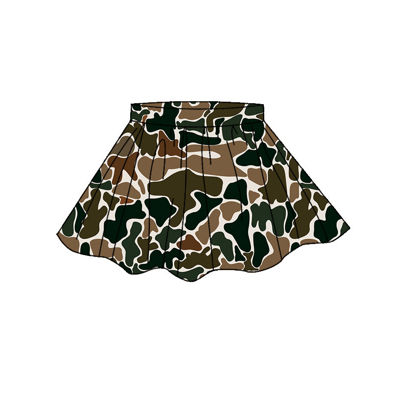 ( Moq 5 ) Preorder Baby Girls Kids Brown Green Camo Skirt Shorts Yoga Active Bottom Clothes