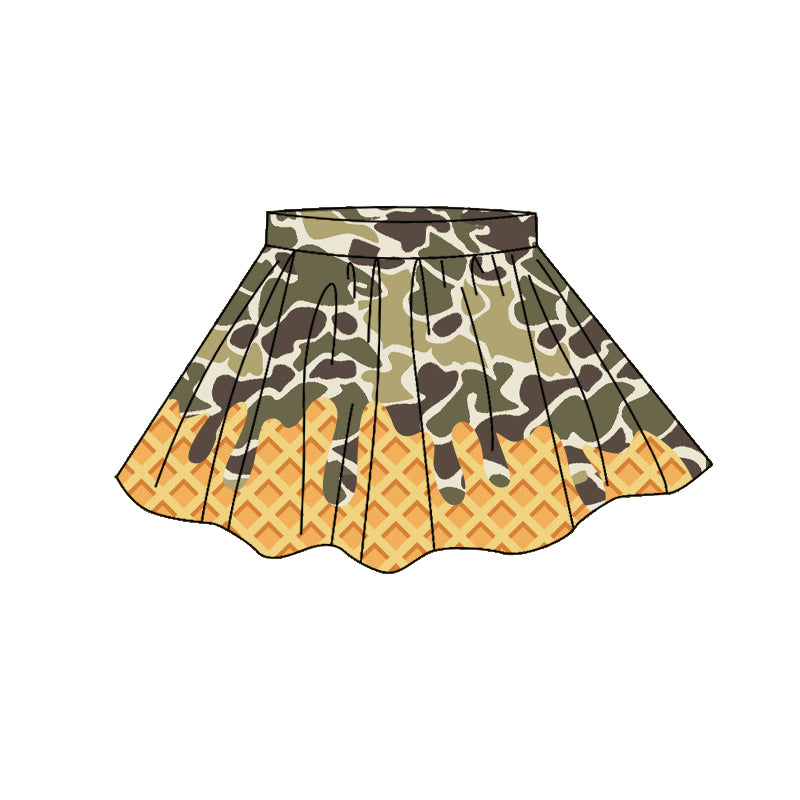 ( Moq 5 ) Preorder Baby Girls Kids Green Camo Drips Skirt Shorts Yoga Active Bottom Clothes