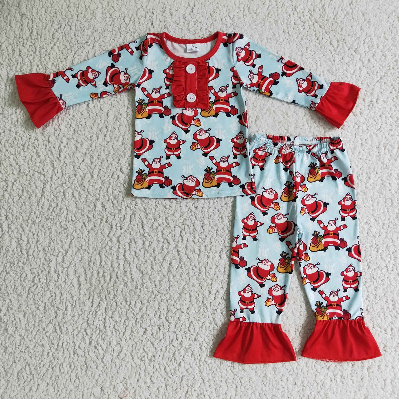 Promotion Baby Boy Long Sleeves Christmas Santa Shirt Pants Pajamas Outfit