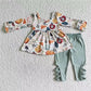 Sibling Baby Girls Long Sleeves Flowers Pumpkins Tunic Pants Fall Clothes Sets RTS