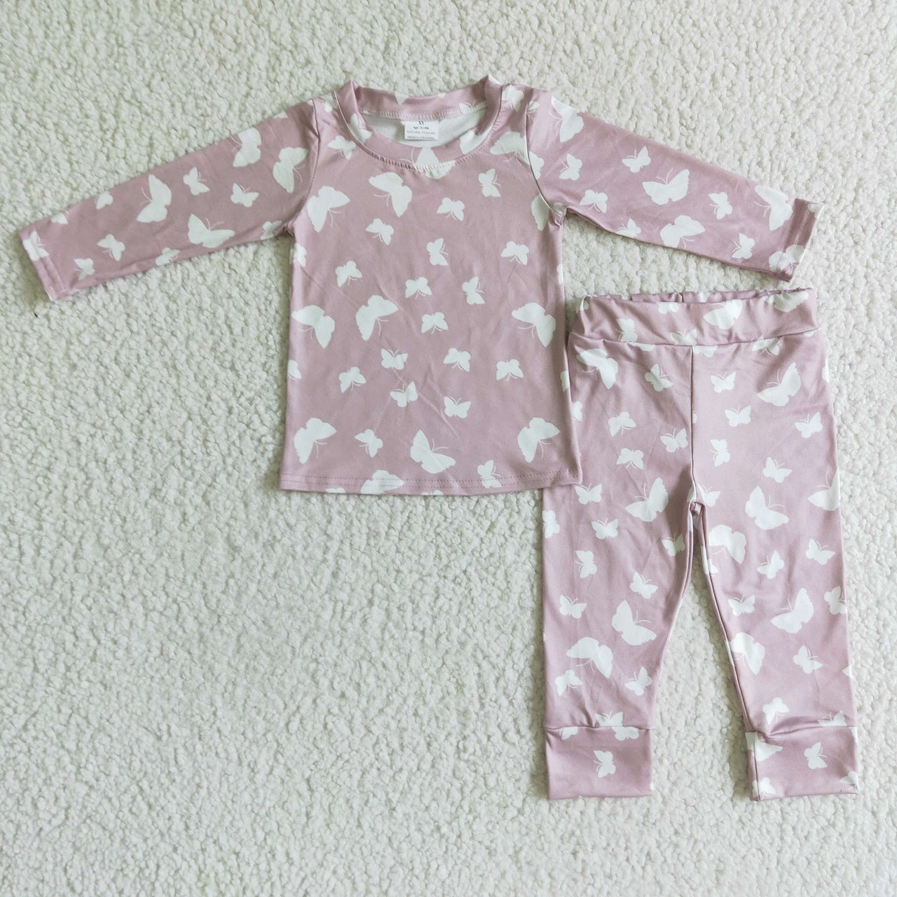 Promotion Baby Girl Long Sleeves Butterfly Shirt Pants Pajamas Outfit