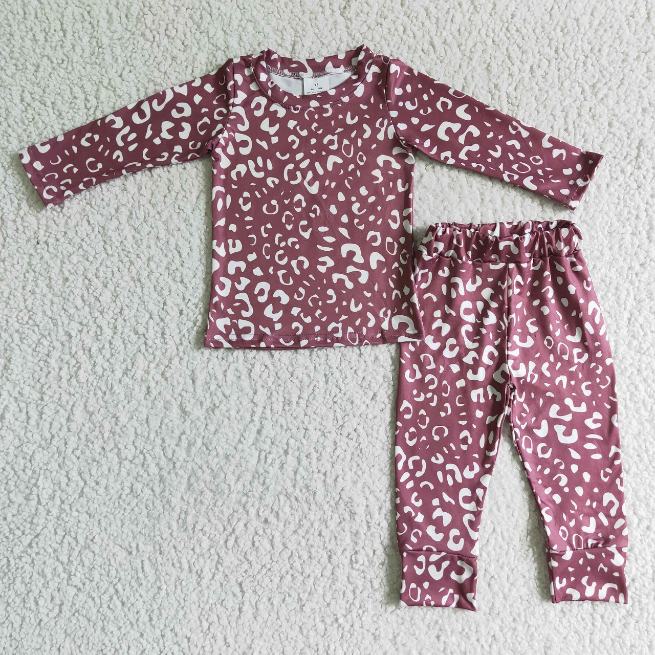 Promotion Baby Girl Leopard Long Sleeves Shirt Pants Pajamas Outfit